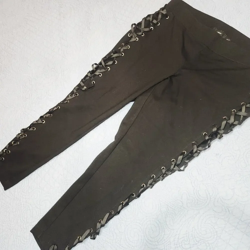 Torrid Black Lace-Up Leggings - Sexy Corset Lace Up Detail
